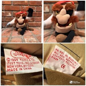 Vtg 94 Pagemaster Movie Applause Wario plush toy, San-Ei All Stars, Super Mario.